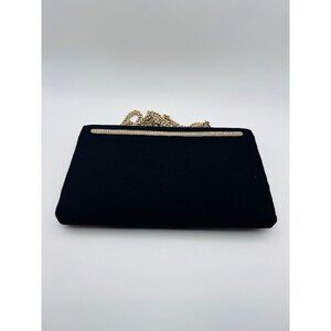 Harry Levine HL Black Evening Bag Clutch Purse USA Gold Hardware Vintage